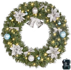 VINGLI 24 Inch Pre Lit Christmas Wreath with 50 LED Light, Battery Operated by VINGLI
