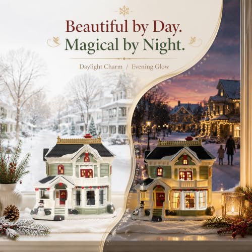MUMTOP Christmas Village Houses, Ceramic Christmas Village, Christmas Decor - Image 3
