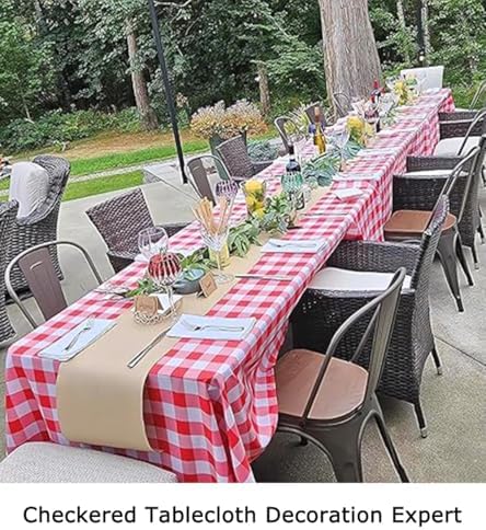 ShinyBeauty 4-Pack 54x54-Inch Red & White Checkered Tablecloths | Cotton Gingham Table Covers | Wrinkle-Free, Durable, Perfect for Christmas, Parties, and Outdoor Events - Image 5