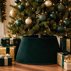 Skylety Dark Green Velvet Christmas Tree Collar 24‘’ Tree Base Cover - Image 4