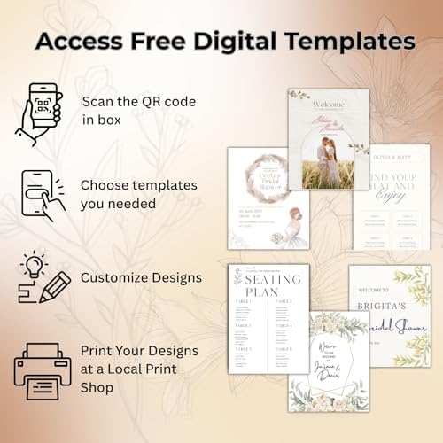 Wooden Welcome Sign Stand, Heavy Duty Adjustable Sign Holder Stand Wood Easel w/ Poster Design Templates for Wedding, Bridal Shower, Baby Shower, Birthday Party, 62" x 30" x 20" - Image 4
