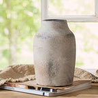 SIDUCAL Ceramic Rustic Farmhouse Vase | 7.2 Inch Pottery Decorative Flower Vase for Home Decor | Whitewashed Terracotta Boho Vase for Table, Living Room, Bathroom Decoration, Shelf Decor, Mantel - Image 2