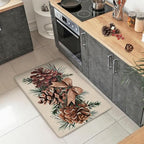 Winter Pine Cone Decorative Front Door Mat, Bow Pine Needle Red - Image 2
