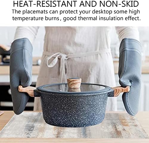 Brown Blue Placemats Set of 6, Ombre Shabby Burlap Retro Farmhouse Abstract Art Placemats for Dining Table Place Mats for Kitchen Table Waterproof Table Mats, Wipeable Dining Table Set - Image 3