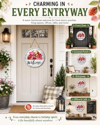 Interchangeable Welcome Sign for Front Door, Seasonal Wooden Door Decor - Image 4