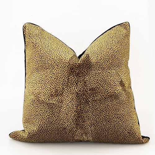 Velvet Cutting Jacquard Throw Pillow Covers Black Camel 24" x 24" Set of 1 by Hvatixos