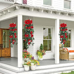 RECUTMS 4PCS Artificial Red Rose Garland Fake Hanging Flowers for Outdoors - Image 5