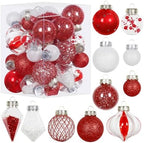 34PCS Red/White Christmas Ball Ornaments Set for Tree Decorations by MoonXmas