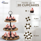 Perco Cupcake Stand, 3 Tier Wooden Tiered Display Stand for 20 Cupcakes – Wood Dessert Table Display Set, Tiered Serving Tray for Weddings, Birthdays, Baby Showers & Events - Image 4