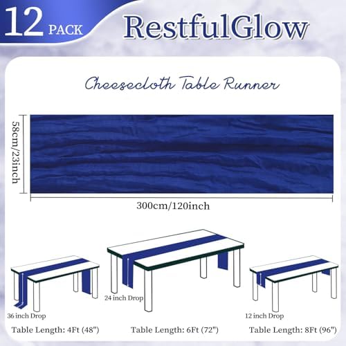 12 Pack Royal Blue Cheesecloth Table Runner 10Ft 23 x 120 Inch - Image 2
