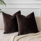 JUSPURBET 28x28 Euro Velvet Throw Pillow Covers Set of 2,Coffee by JUSPURBETHOME