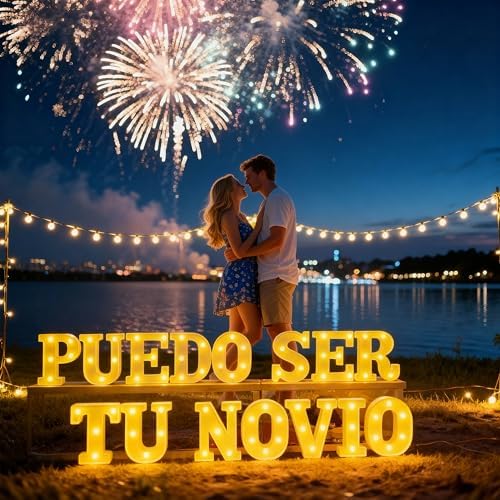 Puedo Ser Tu Novio Light Up Letters with 1000 Rose Petals - Image 2