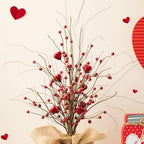 Glitzhome Valentine Artificial Berry Heart Blossom Table Tree 18”H Red Heart Tree Table Centerpiece for Valentine’s Day Holiday Decoration Home Decor Artificial Plants - Image 4