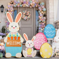 Breezehug 5 Pack Easter Giant Wooden Porch Yard Decorations, 37'' Bunny & Colorful Egg Outdoor Signs with Stands, Welcome Decor for Front Door, Garden, Farmhouse, Spring & Easter by Unknown
