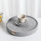 9-Piece Cotton Rope Placemats, Coasters & Holder, Heather Gray by ArtPineconeHome