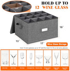 Stemware Storage Containers 2 pack, Wine Glass Storage Box with Dividers - Image 2
