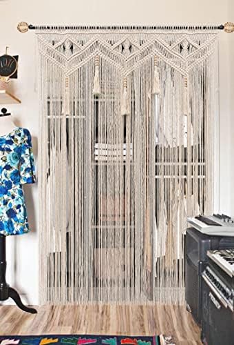 Beaded Curtain, Boho Macrame Curtains for Doorways, 52x72 in - Image 6