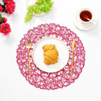 IcosaMro Round Woven Placemats Set of 12 for Dining Table, 15 Inches Paper Boho Decorative Circle Place Mats for Wedding Christmas Thanksgiving Day Holiday Dinner (Rosy) - Image 2