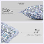 CPC Indigo Blue 100% Cotton Block Print Ruffle Pillow Cover 16X16 inch, Handmade Boho Floral Pillowcase, Farmhouse Cottagecore Bedding, Soft Decorative Cushion Cover for Bedroom Décor - Image 2