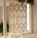 Flber Macrame Curtain Window Macrame Room Divider Doorway Curtain Boho Macrame Wall Hanging Living Room Bedroom Decor 42" W x 75" H by FLBER