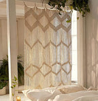 Flber Macrame Curtain Window Macrame Room Divider Doorway Curtain Boho Macrame Wall Hanging Living Room Bedroom Decor 42" W x 75" H by FLBER