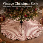 Thenshop 48 Inch Christmas Tree Skirt, Ruffle Quilted Stripe Tree Skirt - Image 4
