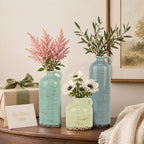 TBWIND Ceramic Vases Set of 3, Rustic Farmhouse Flower Vases Home Decor - Image 4