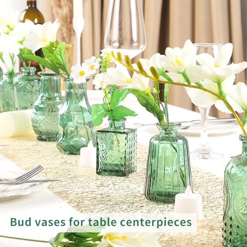 Glass Bud Vases in Bulk Set of 30 Pcs,Small Glass Vases for Flowers as Wedding Centerpieces for Tables,Clear Flower Vases Suitble for Wedding Decorations,Home Decor (Dark Green, 30 pcs) - Image 3
