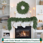 26" Real Touch Christmas Cedar Wreath, Realistic Pine Wreath - Image 5