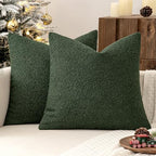 MIULEE 24x24 Decorative Euro Sham Boucle Couch Pillow Covers Dark Green by MIULEE