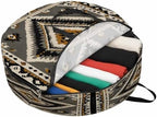 Retro Pattern Round Storage Bag 24 Inch, Brown Black Ethnic Style Weaving Texture Clothes Storage Container with Handles Heavy Duty Organizer for Comforter, Bedding & Holiday Wreaths by Unknown