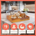 Mela Artisans Flourish Mango Wood Serving Tray - Distressed Gold, 16 in - Image 3