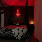 Jesus Cross Neon Sign Red Led Cross Lights Wall Decor Art Lamp Light-Upside Down Light Up Sign for Home Bedroom Christian Religious Room Easter Christmas - Image 6