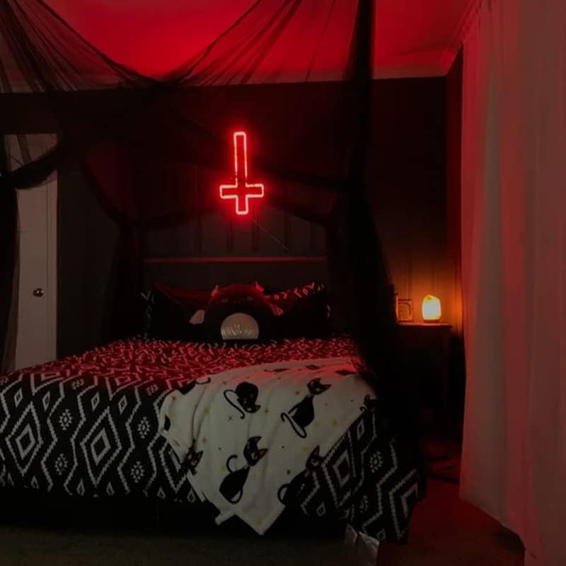 Jesus Cross Neon Sign Red Led Cross Lights Wall Decor Art Lamp Light-Upside Down Light Up Sign for Home Bedroom Christian Religious Room Easter Christmas - Image 6