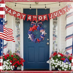 Suncalla 4th of July Door Wreath Patriotic Wreath 11.8 Inch Red White Blue Decoration Star 250th Anniversary Front Door Decoration with Bow for American Independence Day Decor - Image 5