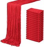 16 Pack Red Cheesecloth Table Runner 20 x 120 inch Gauze Table Runners 10 FT Long,Semi Sheer Boho Cheese Cloth Fabric Table Runner Bulk for Party,Wedding,Baby Shower,Bridal Shower Decoration by ACSUIT