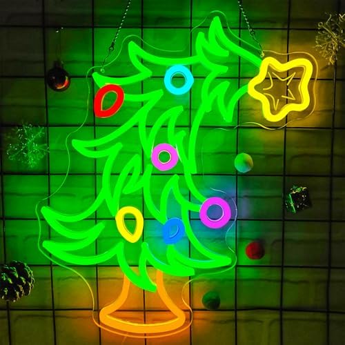 Whimsical Christmas Tree Neon Sign Christmas Neon Sign for Wall Decor Xmas Tree Led Sign Dimmable Xmas Neon Light Up Signs for Holiday Door Window Bedroom Party Home Decoration Winter Bar Porch - Image 2