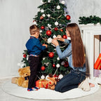 Kinlop 72 Inch Faux Fur Christmas Tree Skirt, Large Stripe Textured Mat - Image 6