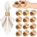 100 Pcs Woven Rattan Napkin Rings Bulk, Water Hyacinth Napkin Rings by Gandeer