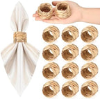 100 Pcs Woven Rattan Napkin Rings Bulk, Water Hyacinth Napkin Rings by Gandeer