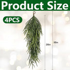 4 Pcs Extra Length Artificial Christmas Teardrop Swag, 30" Faux Pine Needles Teardrop Door Swag, Christmas Norfolk Greenery Teardrop Wreath for Xmas Door Table Mantle Fireplace Indoor Outdoor Decor - Image 2