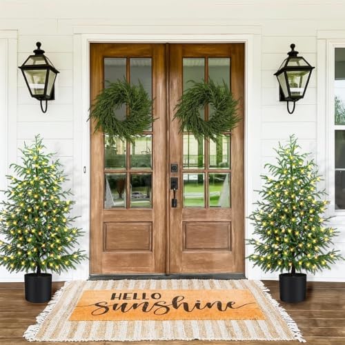 4FT Norfolk Pine Christmas Trees with 80LED Lights, 2-Pack - Image 2