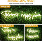 30×8 Inch This is Our Happy Place Neon Signs with Timing Remote, Warm White Led Light UP Sign for Wall Decor for Bedroom, Bar, Cafe, Office, Cave - Image 5