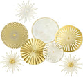 Lingvee White Gold 8 Pcs Wall Decor Round Modern Metal Plate Art by Lingvee