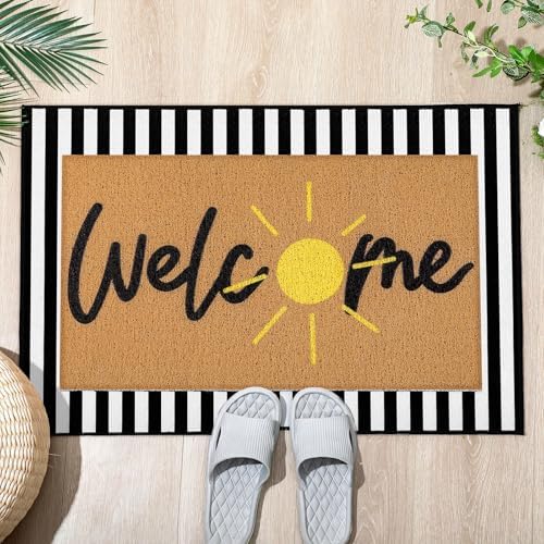 Tinideya 2 Pcs Sunshine Layered Doormat Set for Front Door Decor - Image 4