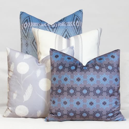 Decorative Throw Pillow Covers, Set of 4, 18x18 Inch Colorful Accent Pillow Covers, Restful Cottage by Unknown