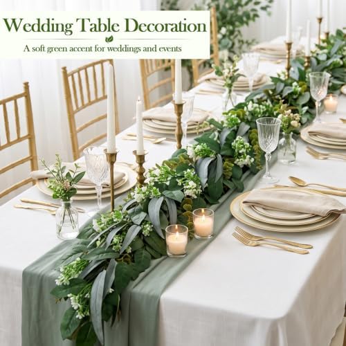 2 Pcs 6FT Artificial Eucalyptus Garland Greenery Garland with Baby's Breath - Image 4