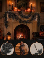 2 PCS 5.91 FT Black Halloween Cedar Pine Garland, Realistic Spooky - Image 3