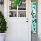 Hello Summer Tropical Plants Porch Board Welcome Solid Wood Sign and Porch Leaner for Front Door Porch Deck Patio or Wall Farmhouse Rustic Vertical Porch and Yard Decor 8”x48” - Image 5