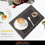 Black Gold Vinyl Placemats Set of 12, Heat Resistant Table Placemats - Image 2